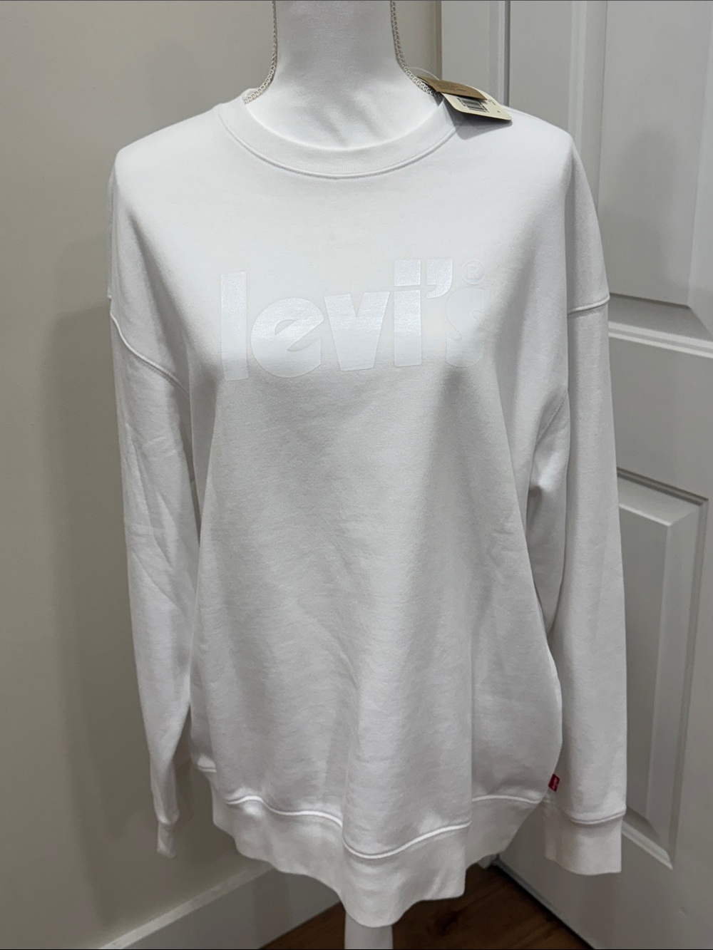 Levi's White Crewneck Sweatshirt with Subtle Logo NWT